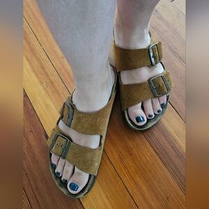 Birkenstock Arizona Used Tan Sandals Leather Size 39 Ladies 8